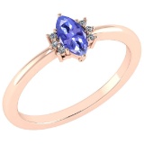 Certified 0.68 Ctw Tanzanite And Diamond VS/SI1 Ring 14k Rose Gold Made In USA