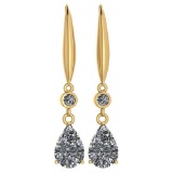 Certified 5.70 Ctw Diamond Dangling Earrings 18K Yellow Gold Made In USA