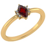 Certified 0.68 Ctw Garnet And Diamond VS/SI1 Ring 14k Yellow Gold Made In USA