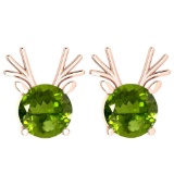 Certified 12.00 Ctw Peridot Stud Earrings 14K Gold Rose Gold Made In USA