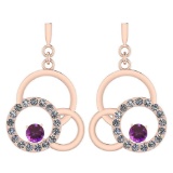 Certified 0.75 Ctw Amethyst And Diamond VS/SI1 Earrings 14K Rose Gold Made In USA