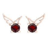 Certified 0.50 Ctw Garnet Stud Earrings 14K Gold Rose Gold Made In USA