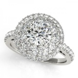 CERTIFIED PLATINUM 1.34 CTW G-H/VS-SI1 DIAMOND HALO ENGAGEMENT RING