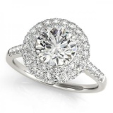 CERTIFIED PLATINUM 1.30 CTW G-H/VS-SI1 DIAMOND HALO ENGAGEMENT RING