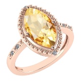 Certified 1.58 Ctw Citrine And Diamond VS/SI1 Ring 14k Rose Gold Made In USA