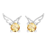 Certified 0.50 Ctw Citrine Stud Earrings 14K Gold White Gold Made In USA