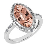Certified 1.58 Ctw Morganite And Diamond VS/SI1 Ring 14k White Gold Made In USA