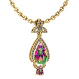 Certified 3.62 Ctw Mystic Topaz And Diamond VS/SI1 Necklace 14K Yellow Gold Made In USA