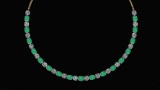 Certified 56.10 Ctw Emerald And Diamond I1/I2 Beautiful Necklace 14K Yellow Gold Made In USA