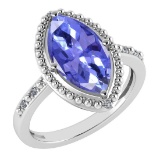 Certified 1.58 Ctw Tanzanite And Diamond VS/SI1 Ring 14k White Gold Made In USA