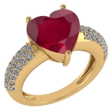 Certified 5.01 Ctw Ruby And Diamond VS/SI1 Ladies Fashion Halo Ring 14k Yellow Gold