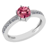 Certified 1.09 Ctw Pink Tourmaline And Diamond VS/SI1 Halo Ring 14k White Gold Made In USA