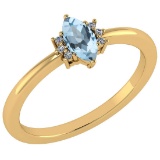 Certified 0.68 Ctw Blue Topaz And Diamond VS/SI1 Ring 14k Yellow Gold Made In USA