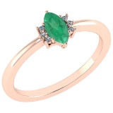 Certified 0.68 Ctw Emerald And Diamond VS/SI1 Ring 14k Rose Gold Made In USA