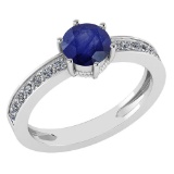 Certified 1.09 Ctw Blue Sapphire And Diamond VS/SI1 Halo Ring 14k White Gold Made In USA