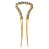 Certified 0.10 Ctw Diamond Ladies HairPin 18K Yellow Gold