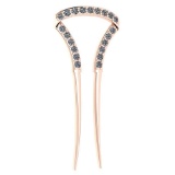 Certified 0.10 Ctw Diamond Ladies HairPin 18K Rose Gold