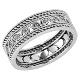 Certified 0.10 Ctw Diamond VS/SI1 Filigree Band 18K White Gold