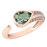 Certified 1.54 Ctw Green Amethyst And Diamond VS/SI1 Ring 14K Rose Gold Made In USA