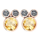 Certified 3.14 Ctw Citrine And Diamond VS/SI1 Earrings 14K Rose Gold Made In USA