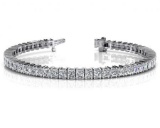 14K WHITE GOLD 4 CTW G-H I1/I2 PRINCESS CUT DIAMOND STRAND TENNIS BRACELET