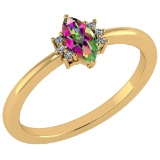 Certified 0.68 Ctw Mystic Topaz And Diamond VS/SI1 Ring 14k Yellow Gold Made In USA