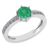 Certified 1.09 Ctw Emerald And Diamond VS/SI1 Halo Ring 14k White Gold Made In USA