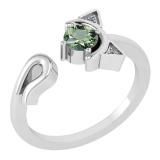 Certified 0.46 Ctw Green Amethyst And Diamond VS/SI1 Ring 14K White Gold Made In USA