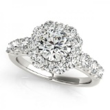 CERTIFIED PLATINUM 2.08 CTW G-H/VS-SI1 DIAMOND HALO ENGAGEMENT RING