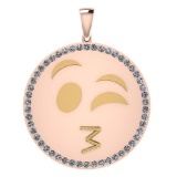 Certified 0.90 Ctw Diamond Smiley 18K Rose Gold Pendant