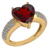 Certified 5.31 Ctw Garnet And Diamond VS/SI1 Ring 14K Yellow Gold Made In USA