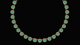 Certified 32.61 Ctw Emerald And Diamond VS/SI1 Beautiful Necklace 14K Yellow Gold