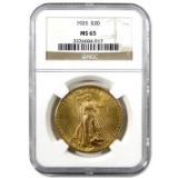 Certified $20 St Gaudens MS65 (Dates Our Choice) PCGS or NGC