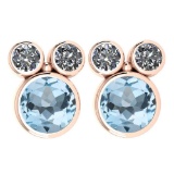 Certified 3.14 Ctw Blue Topaz And Diamond VS/SI1 Earrings 14K Rose Gold Made In USA