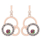 Certified 0.75 Ctw Mystic Topaz And Diamond VS/SI1 Ladies Fashion Earrings 14K Rose Gold Made In USA