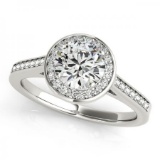 CERTIFIED PLATINUM 1.18 CTW G-H/VS-SI1 DIAMOND HALO ENGAGEMENT RING