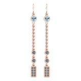 Certified 1.13 Ctw Blue Topaz And Diamond VS/SI1 Earrings 14K Rose Gold Made In USA