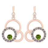 Certified 0.75 Ctw Peridot And Diamond VS/SI1 Earrings 14K Rose Gold Made In USA