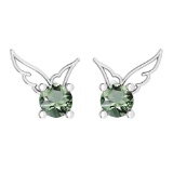 Certified 0.50 Ctw Green Amethyst Stud Earrings 14K Gold White Gold Made In USA