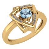 Certified 0.29 Ctw Blue Topaz And White Diamond VS/SI1 Halo Ring 14k Yellow Gold Made In USA