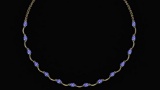 Certified 10.05 Ctw Tanzanite Necklace 14K Yellow Gold