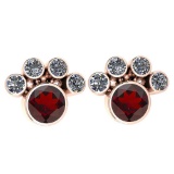 Certified 15.50 Ctw Garnet And Diamond SI2/I1 Earrings 14K Rose Gold Made In USA