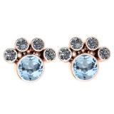 Certified 15.50 Ctw Blue Topaz And Diamond SI2/I1 Earrings 14K Rose Gold Made In USA