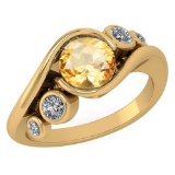 Certified 1.51 Ctw Citrine And Diamond VS/SI1 Ring 14k Yellow Gold Made In USA