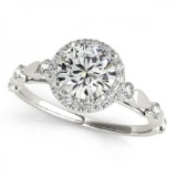 CERTIFIED PLATINUM 1.56 CTW G-H/VS-SI1 DIAMOND HALO ENGAGEMENT RING