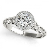 CERTIFIED PLATINUM 1.11 CTW G-H/VS-SI1 DIAMOND HALO ENGAGEMENT RING