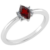 Certified 0.68 Ctw Garnet And Diamond VS/SI1 Ring 14K White Gold Made In USA