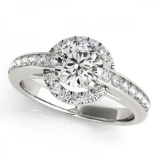 CERTIFIED PLATINUM 1.33 CTW G-H/VS-SI1 DIAMOND HALO ENGAGEMENT RING