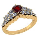 Certified 0.95 Ctw Garnet And Diamond VS/SI1 Halo Ring 14k Yellow Gold Made In USA