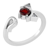 Certified 0.46 Ctw Garnet And Diamond VS/SI1 Ring 14K White Gold Made In USA